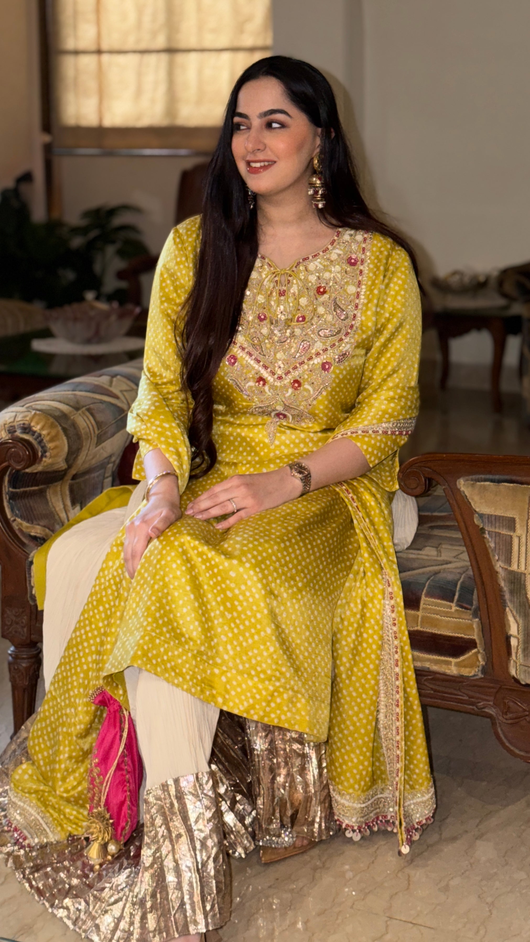 JASNOOR In Sunlit Bandhani Kurta Sharara Set