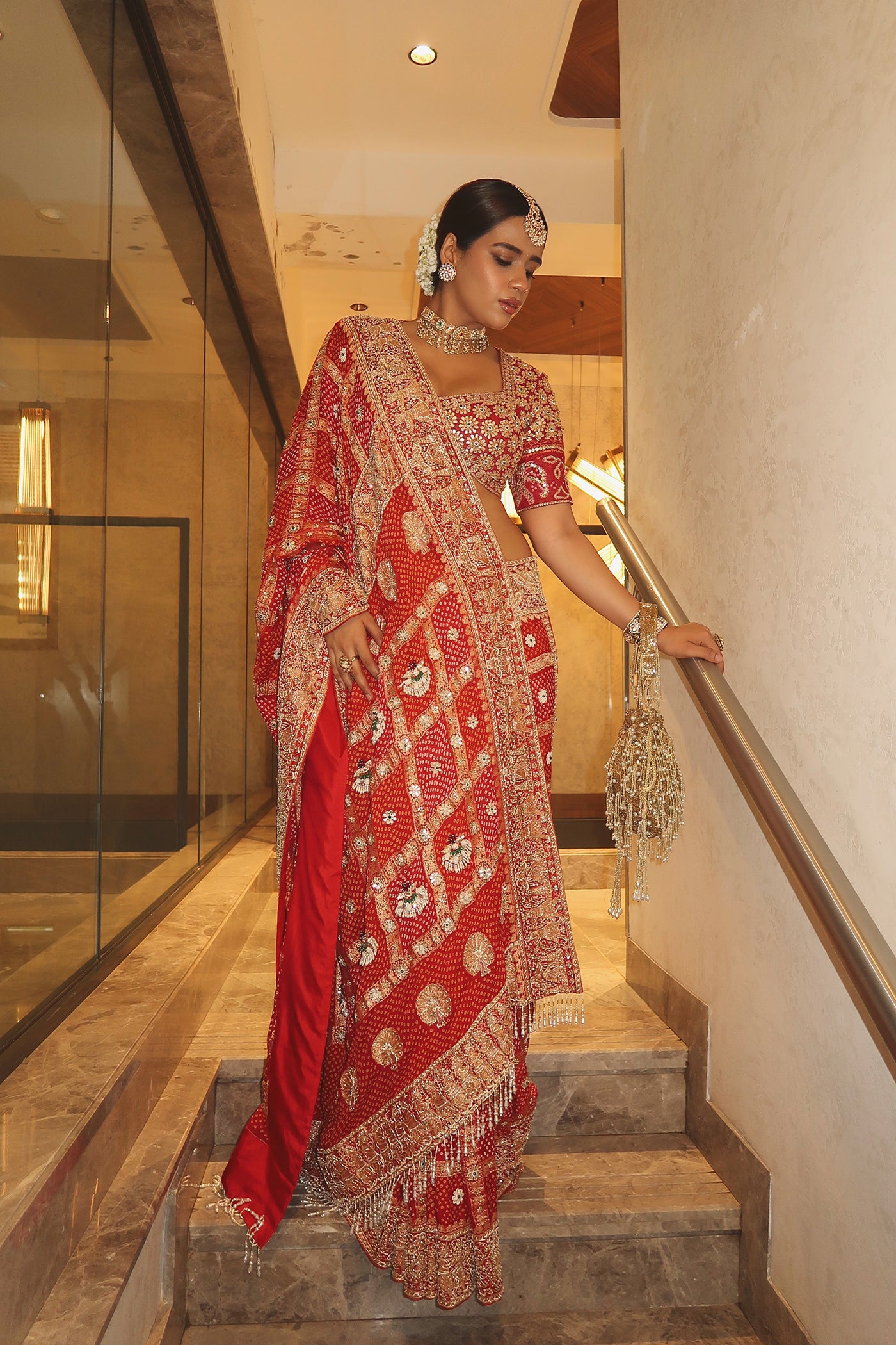 RIYA BHANSALI IN RED GHARCHOLA SAREE SET