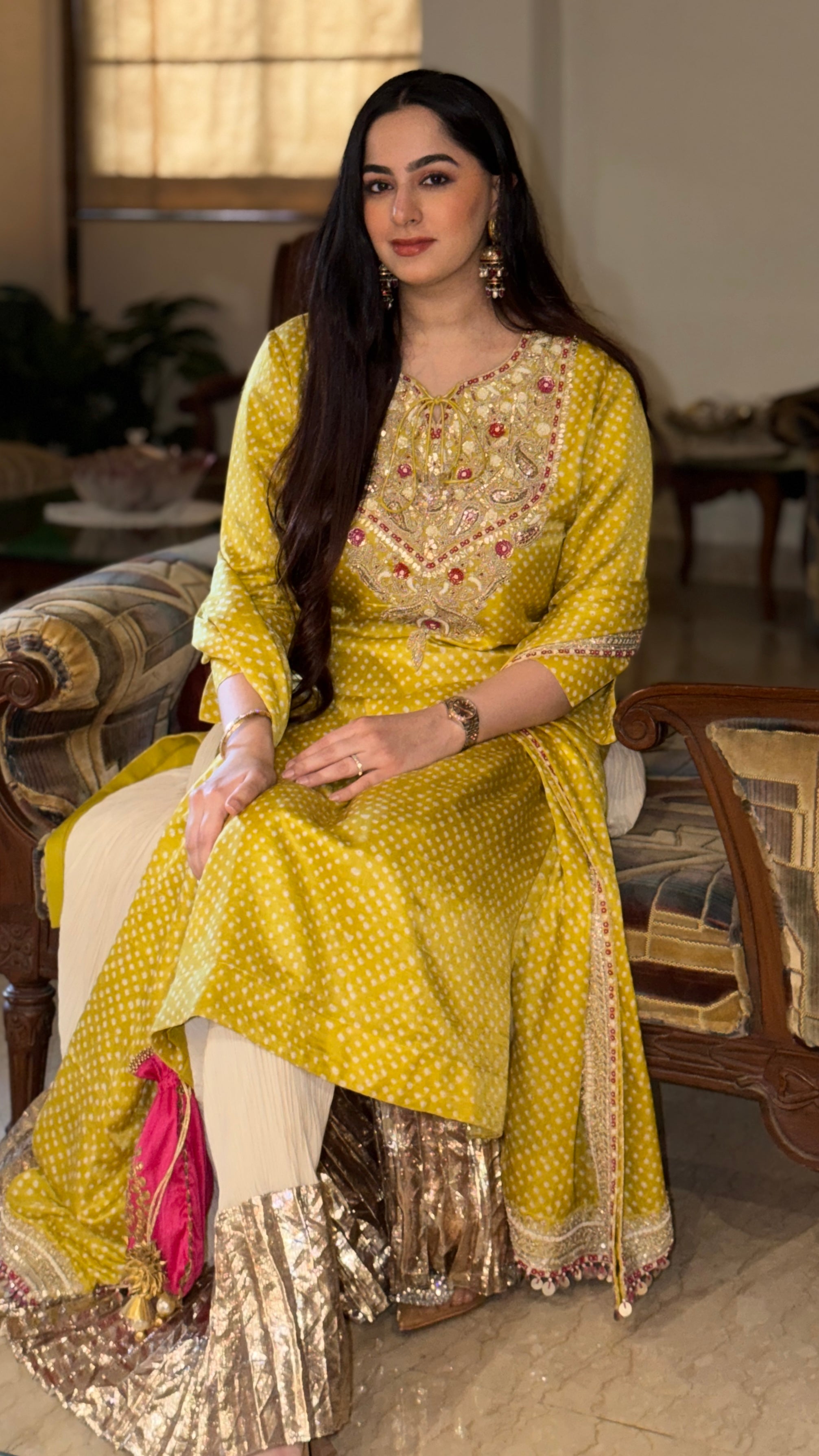 JASNOOR In Sunlit Bandhani Kurta Sharara Set