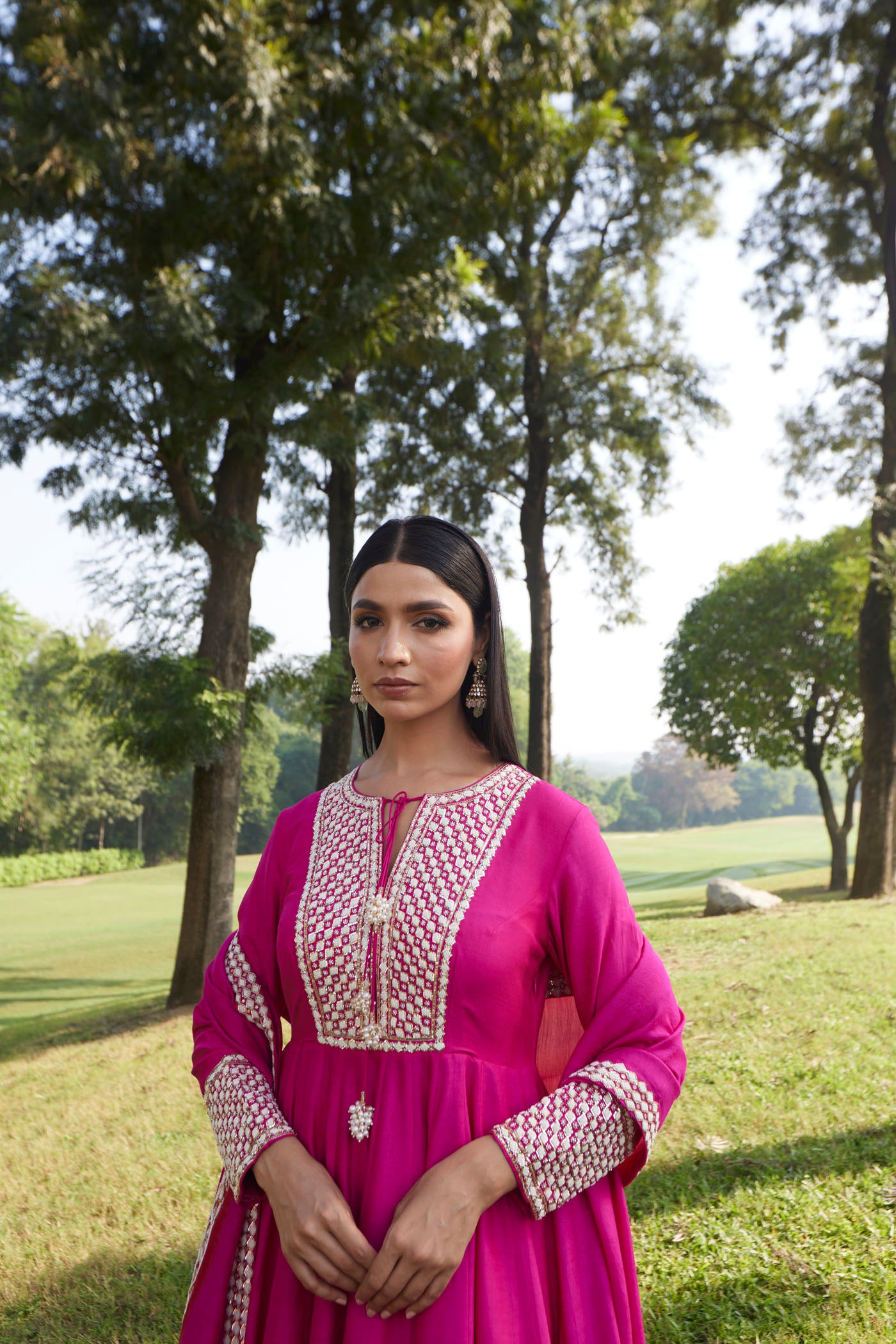 Cherry Red & Pink Anarkali Set