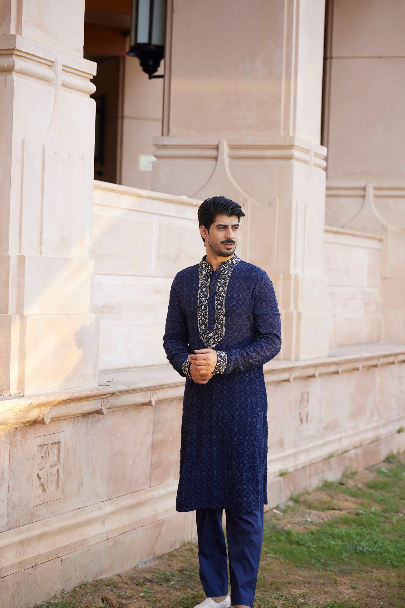 Navy Blue Chikankari Kurta Set