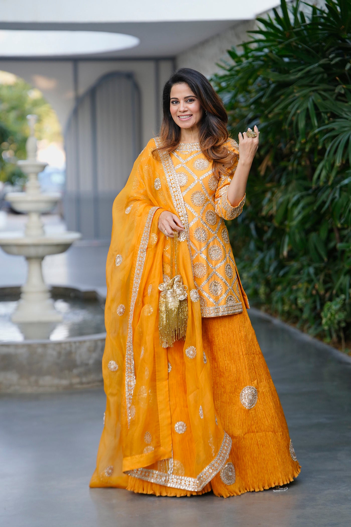 Orange Sharara Set