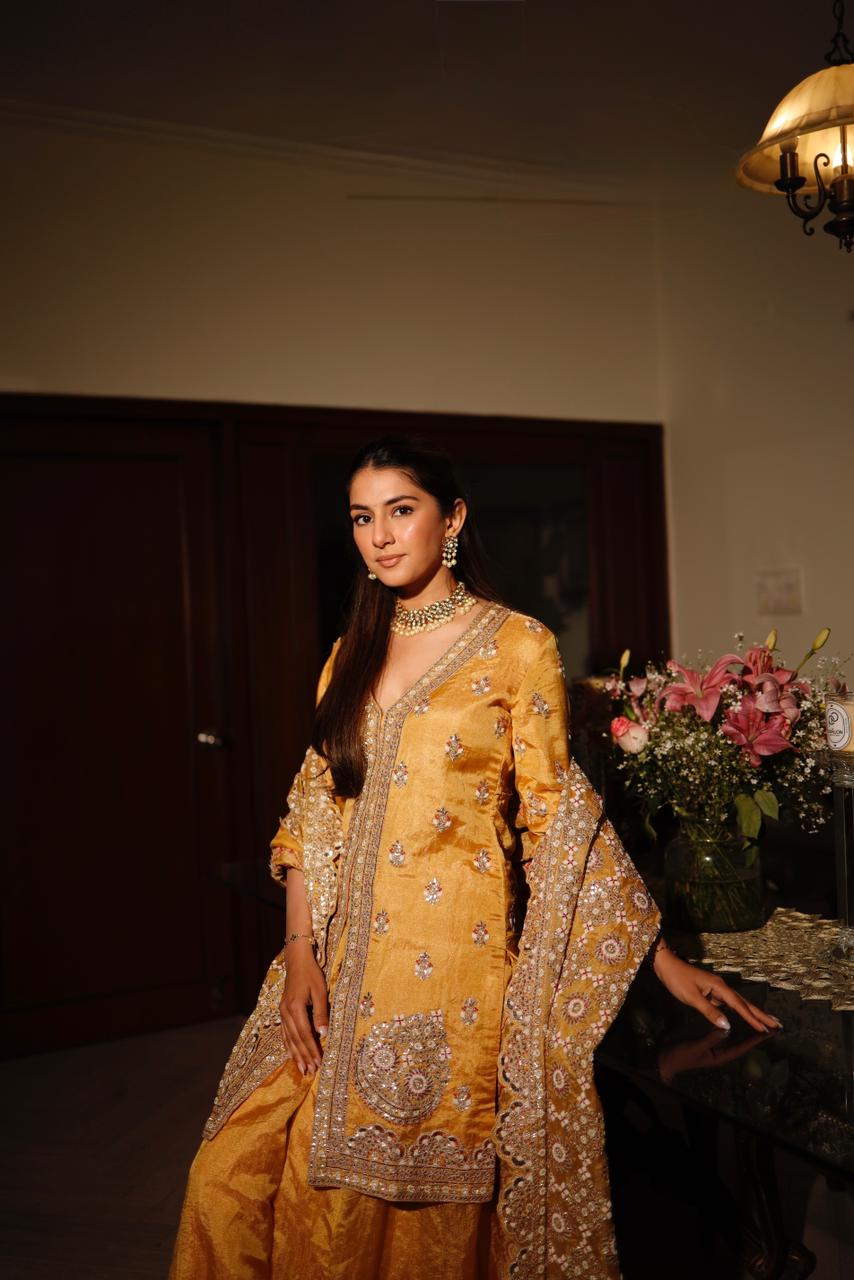 MEHER TALUJA In Mustard kurta sharara set
