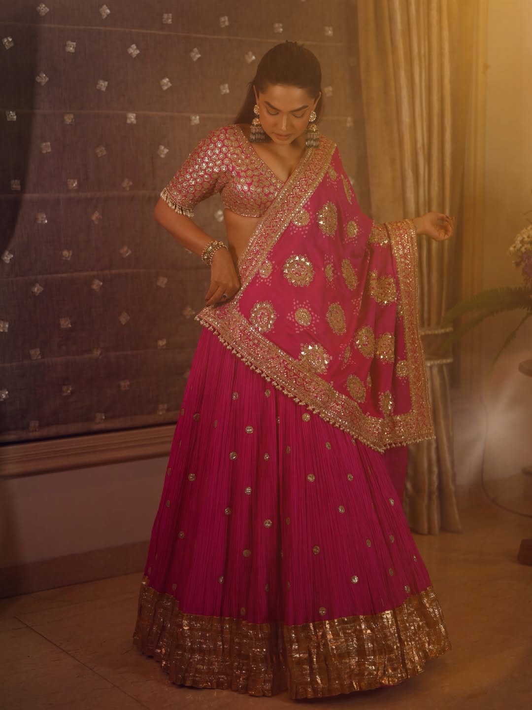 CHANDNI GIRDHAR In Pink crush lehenga set