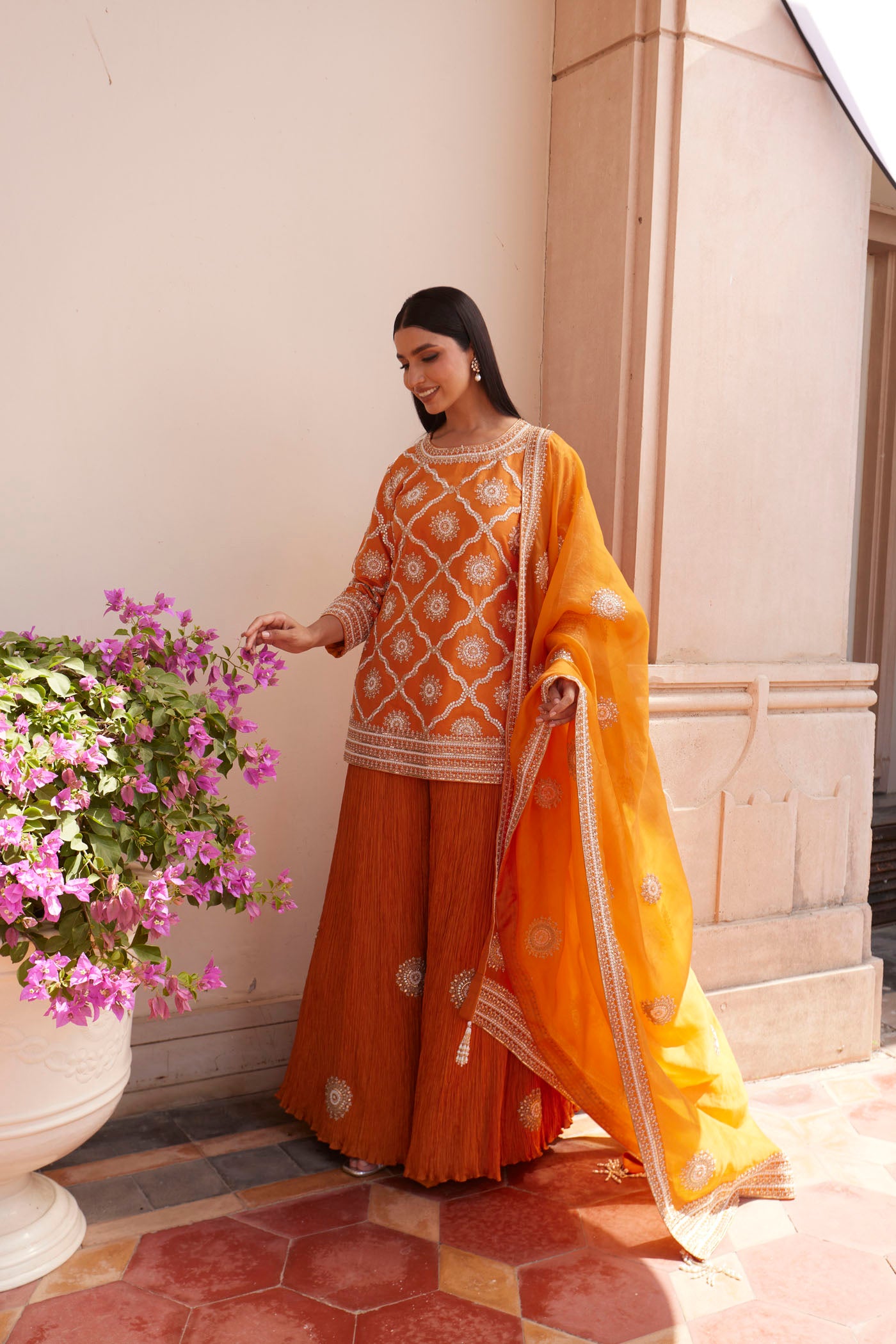 Orange Sharara Set
