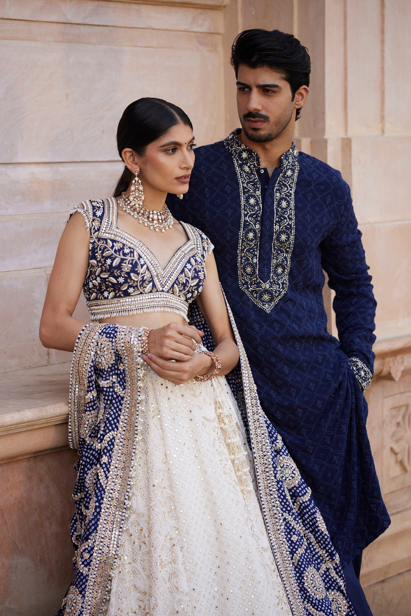 Ivory Embroidered Lehenga set