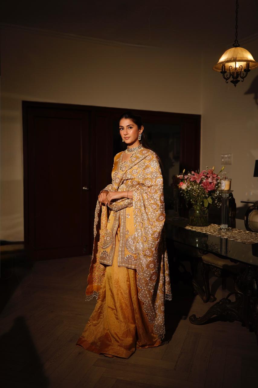 MEHER TALUJA In Mustard kurta sharara set