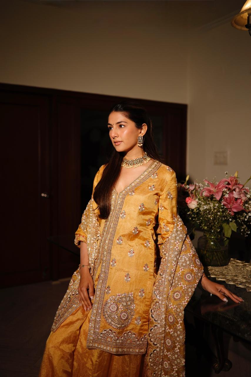 MEHER TALUJA In Mustard kurta sharara set