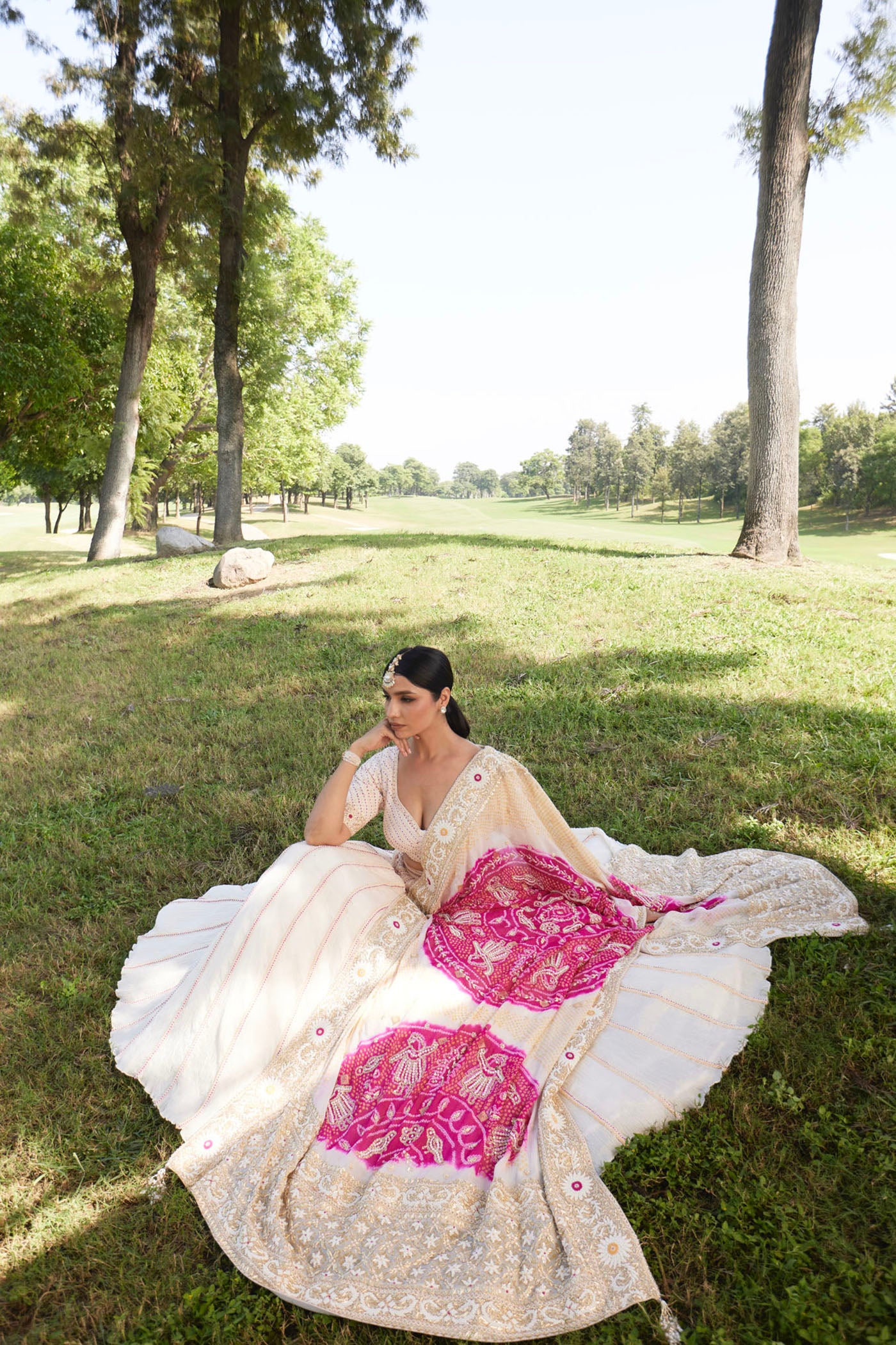 Ivory Crushed lehenga set