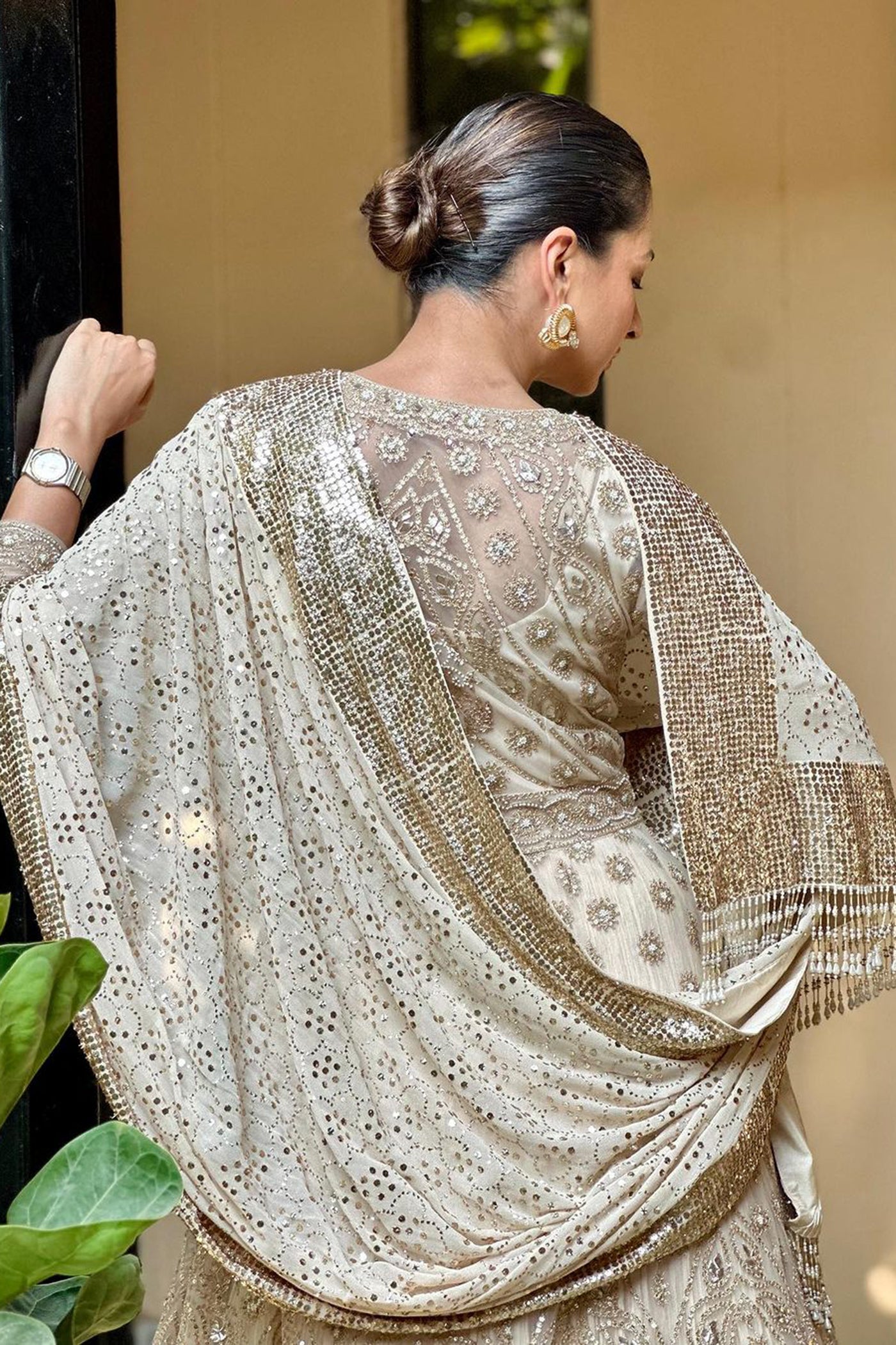 Ivory Net Anarkali Set