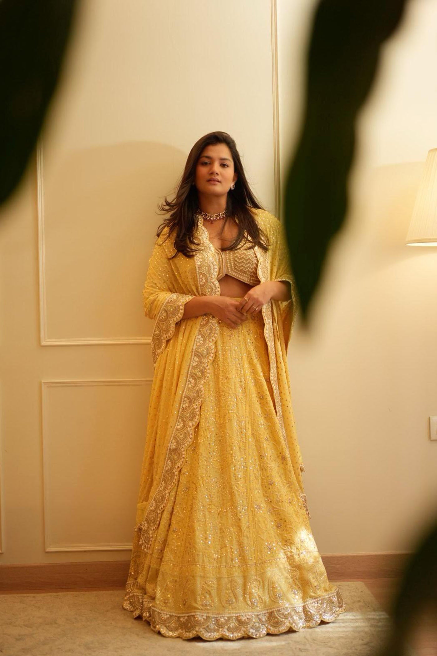 Yellow Georgette Chikankari Lehenga Set