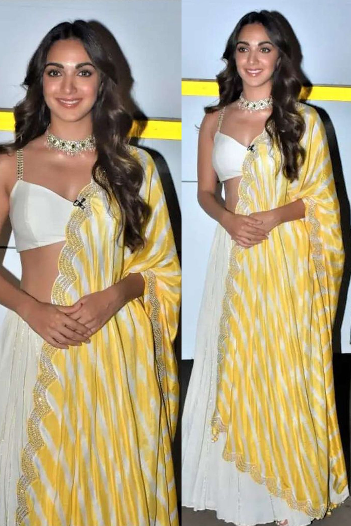 Ivory Crushed Lehenga Set With Leheriya Dupatta