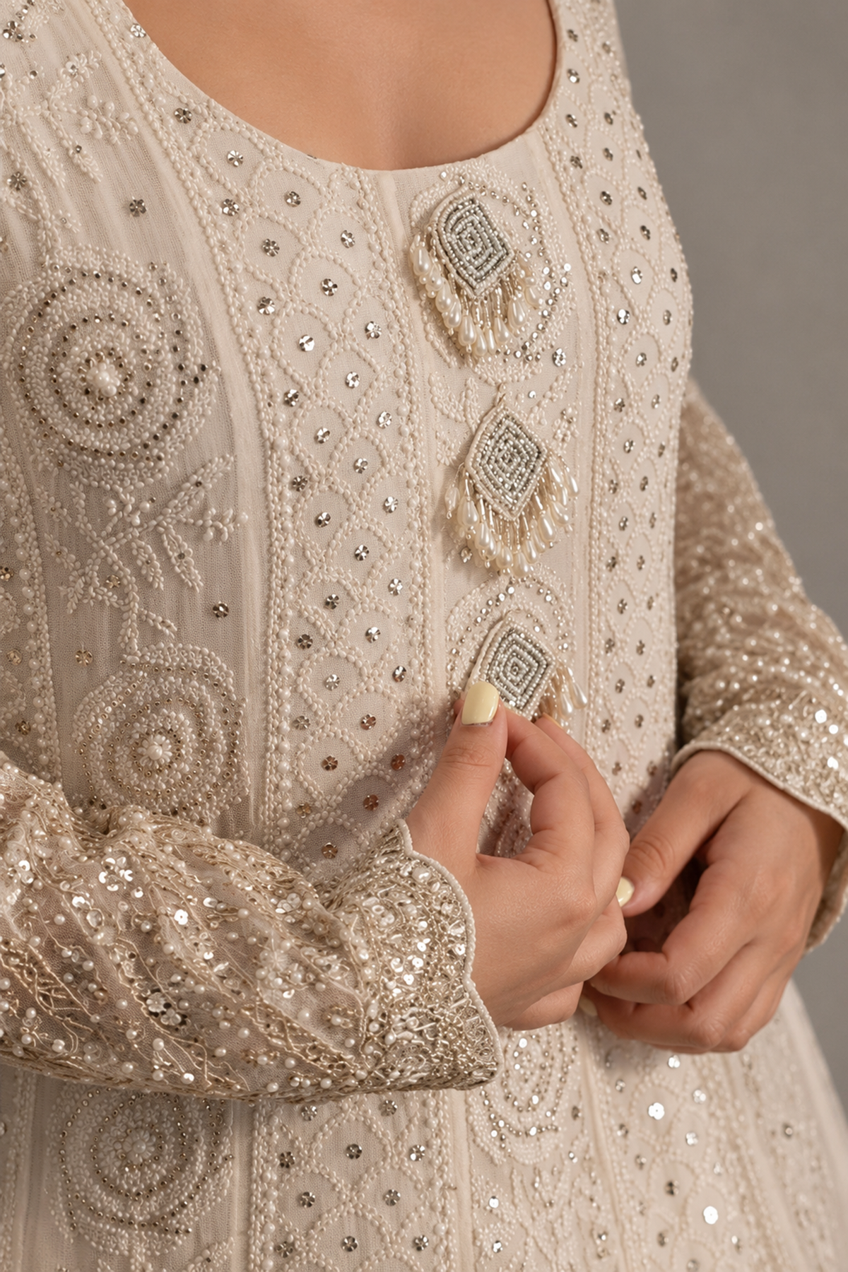 Radhika Bharadwaj In Ivory Noor Anarkali Set with Dupatta