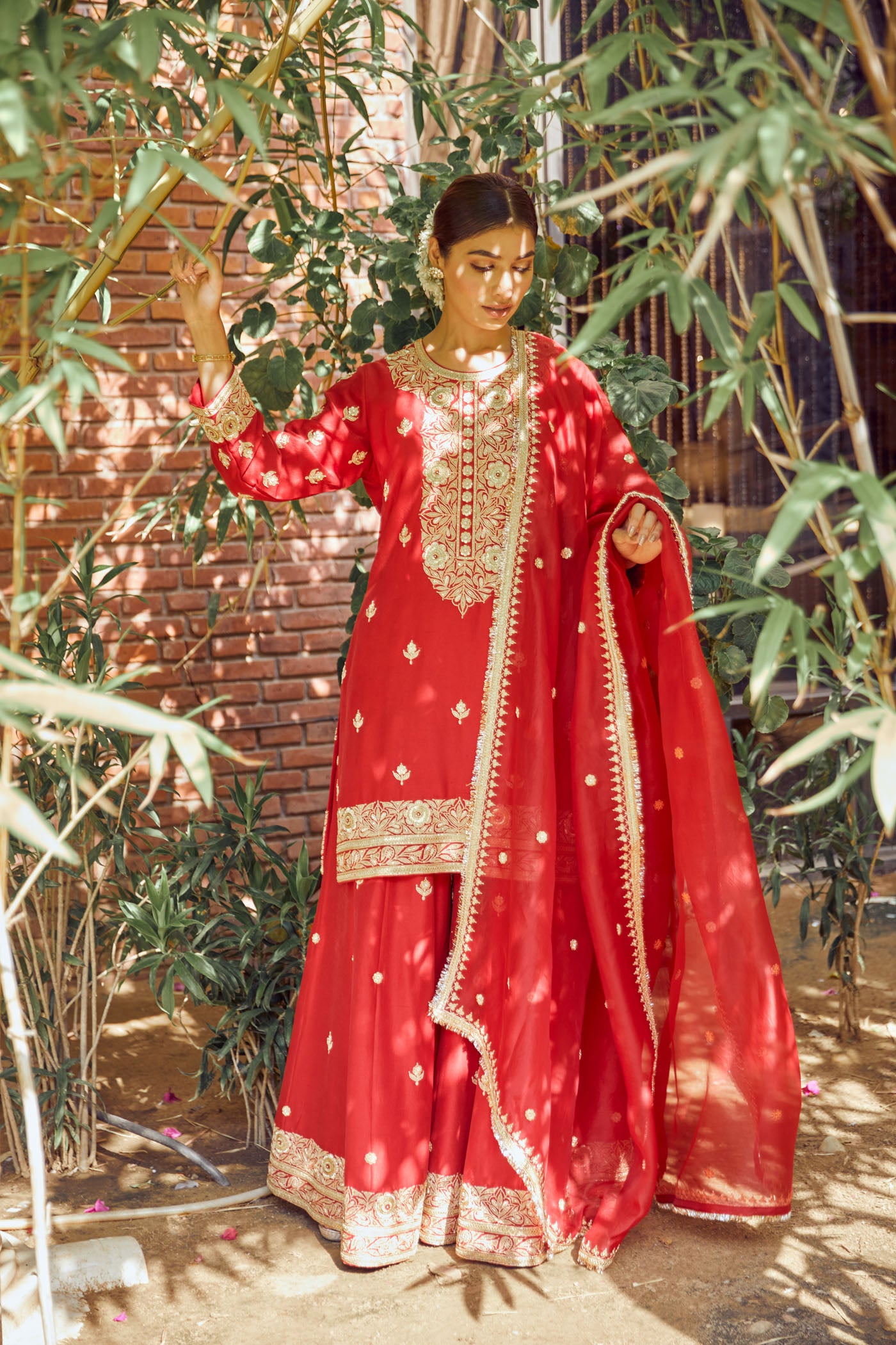 Red sharara set