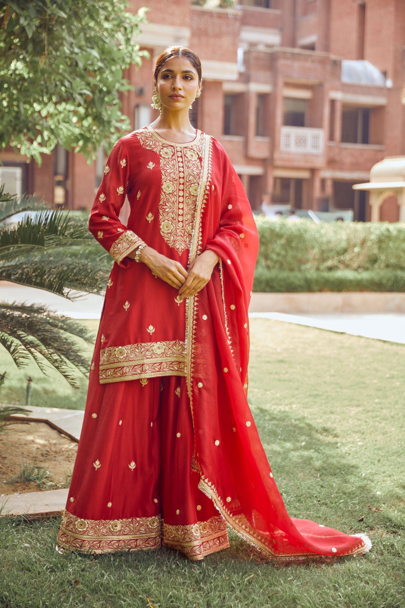 Red sharara set