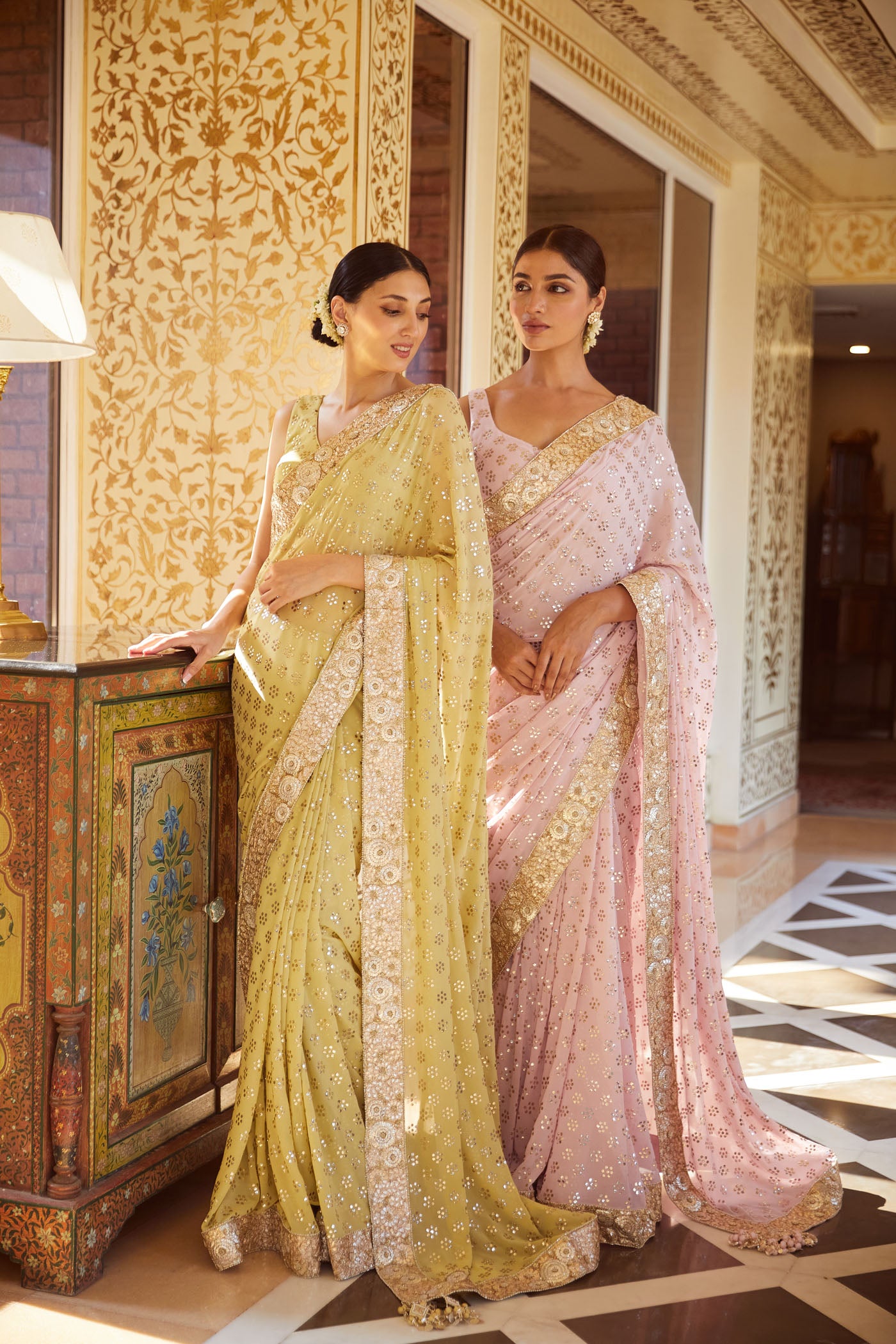 lavender Georgette mukaish saree