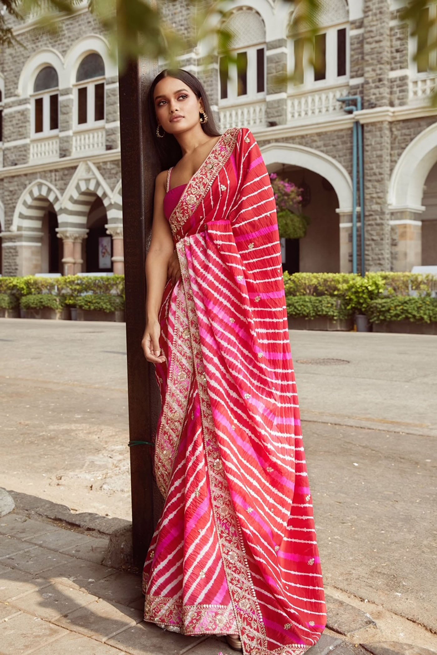 Pink Leheriya Saree SET