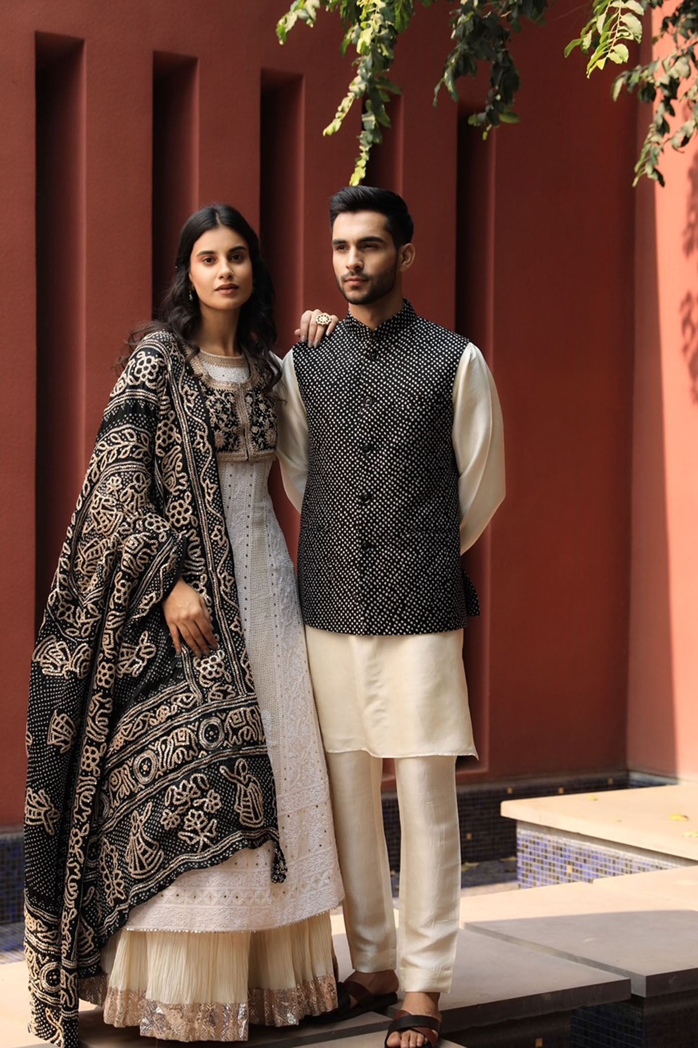 Ivory chikankari anarkali set