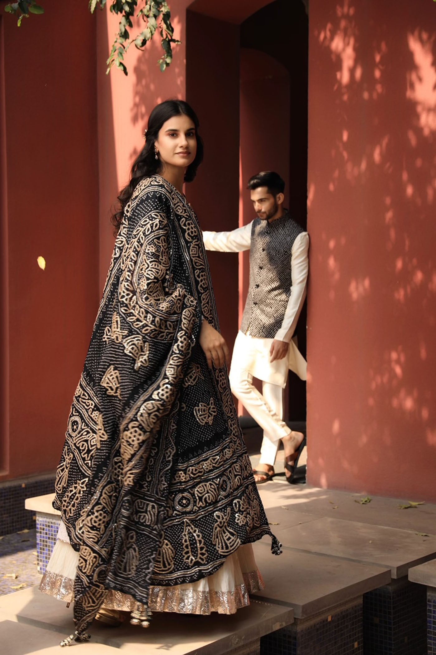 Ivory chikankari anarkali set