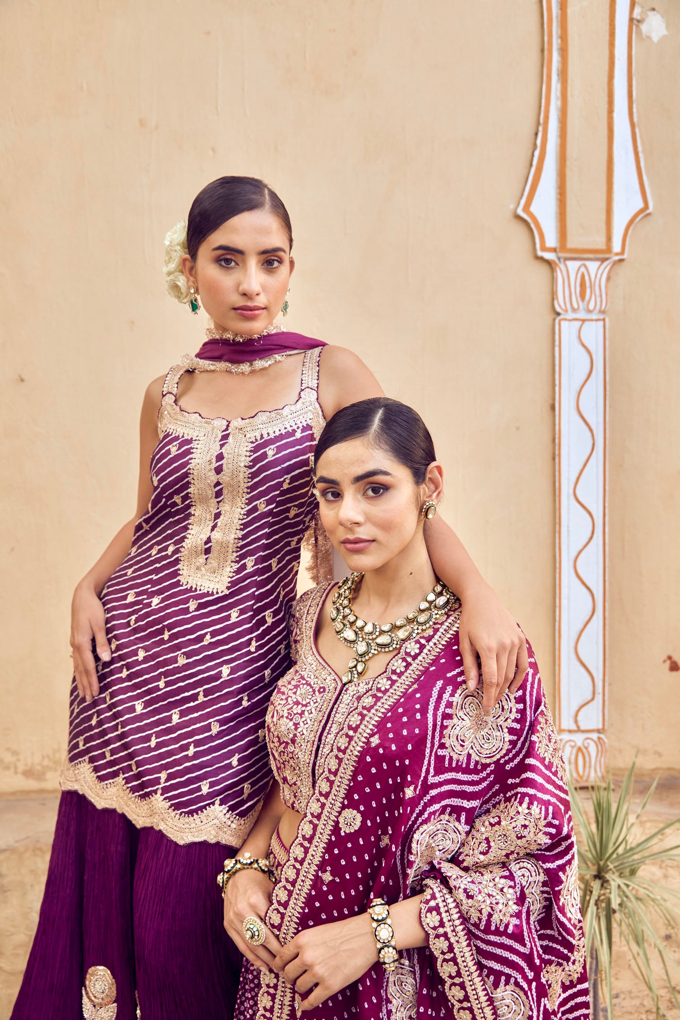 Purple Crushed Sharara Set