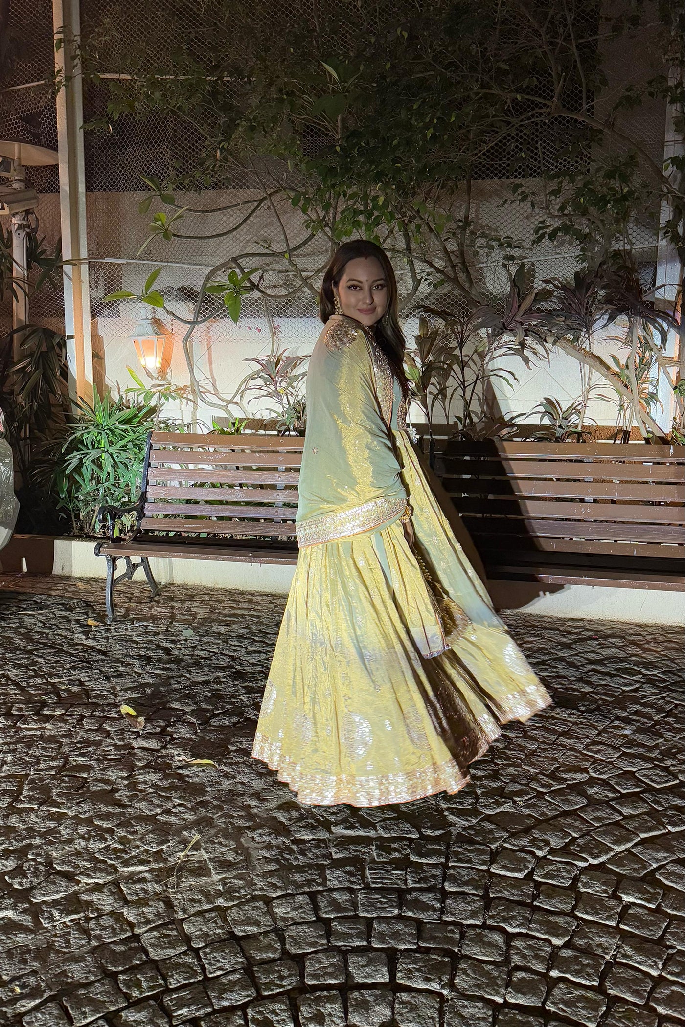 IVORY GEORGETTE CHIKANKARI ROSE MUKAISH ANARKALI SET