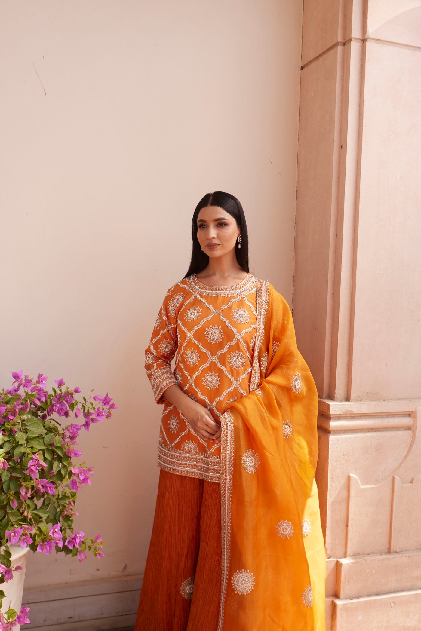 Orange Sharara Set