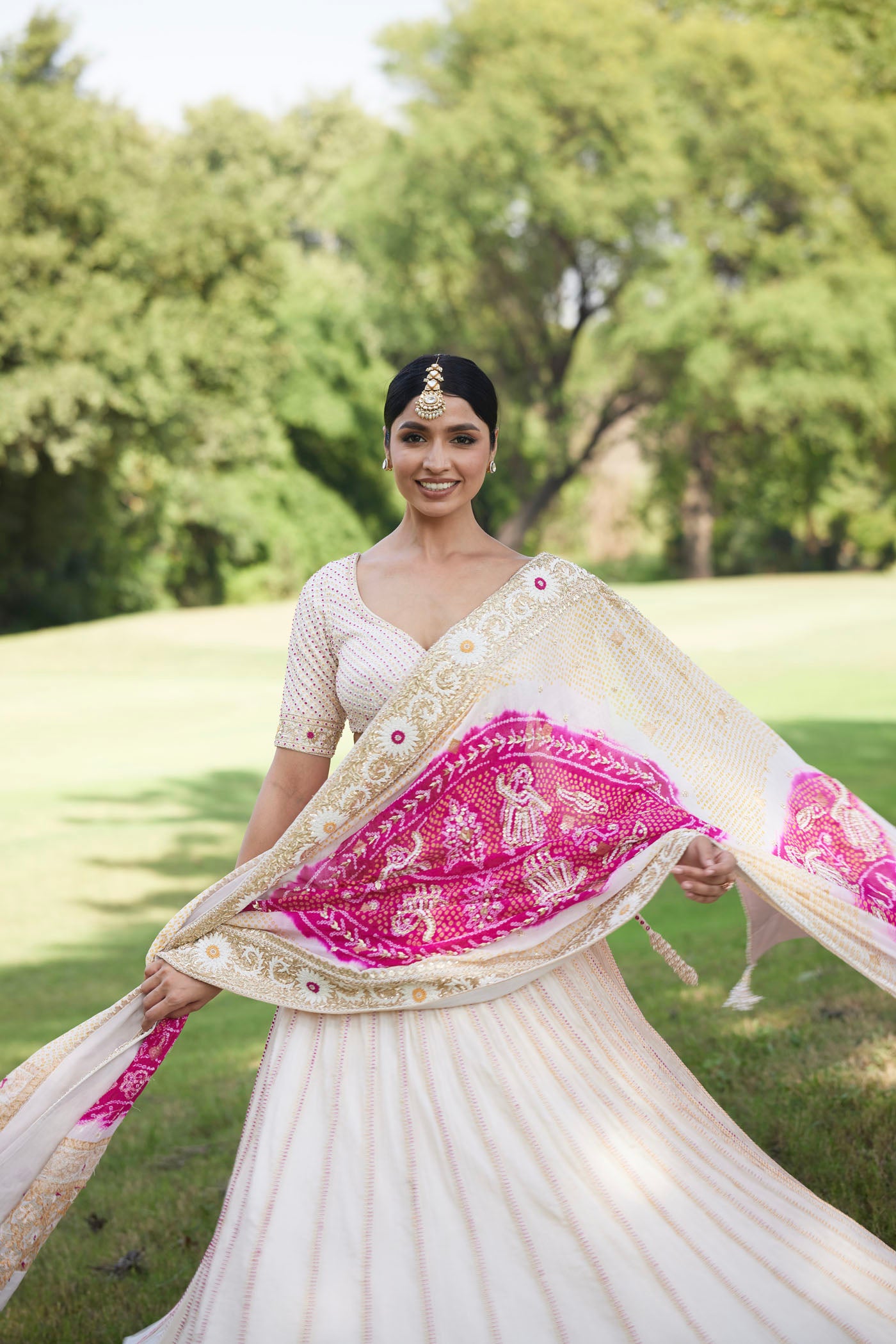 Ivory Crushed lehenga set