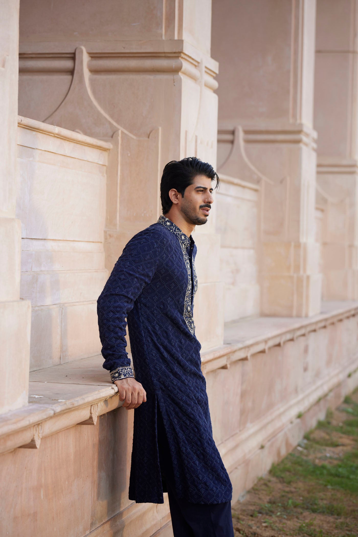 Navy Blue Chikankari Kurta Set