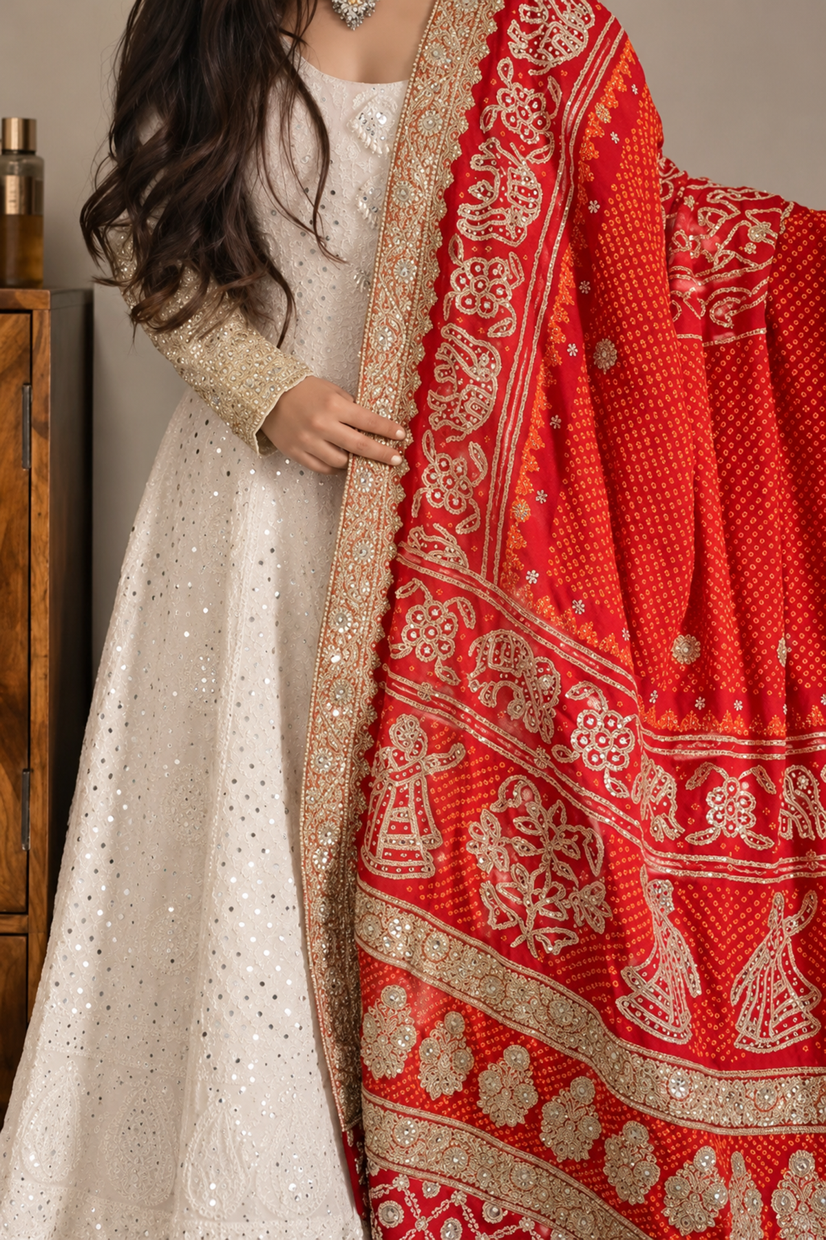 Radhika Bharadwaj In Ivory Noor Anarkali Set with Dupatta