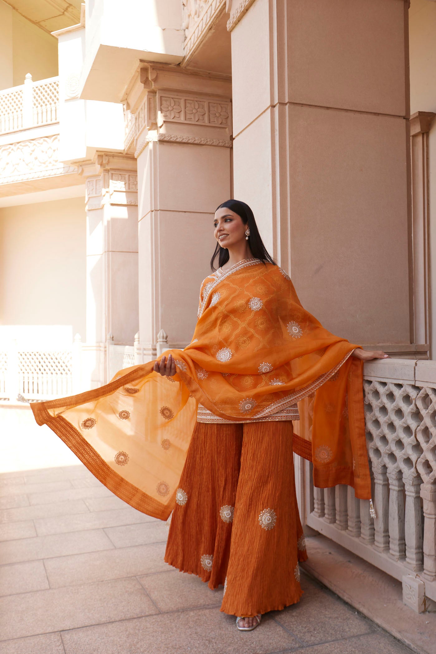 Orange Sharara Set