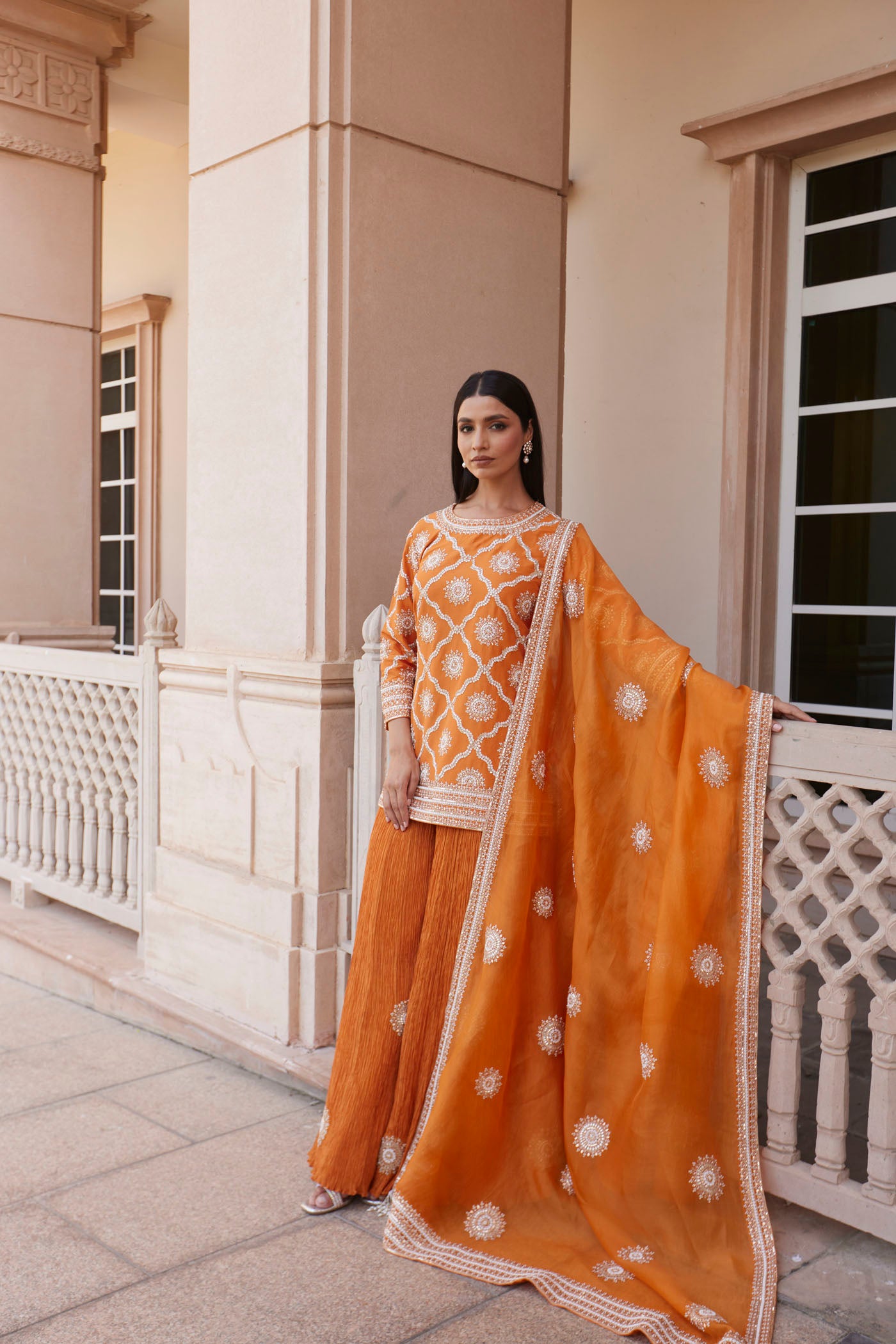 Orange Sharara Set
