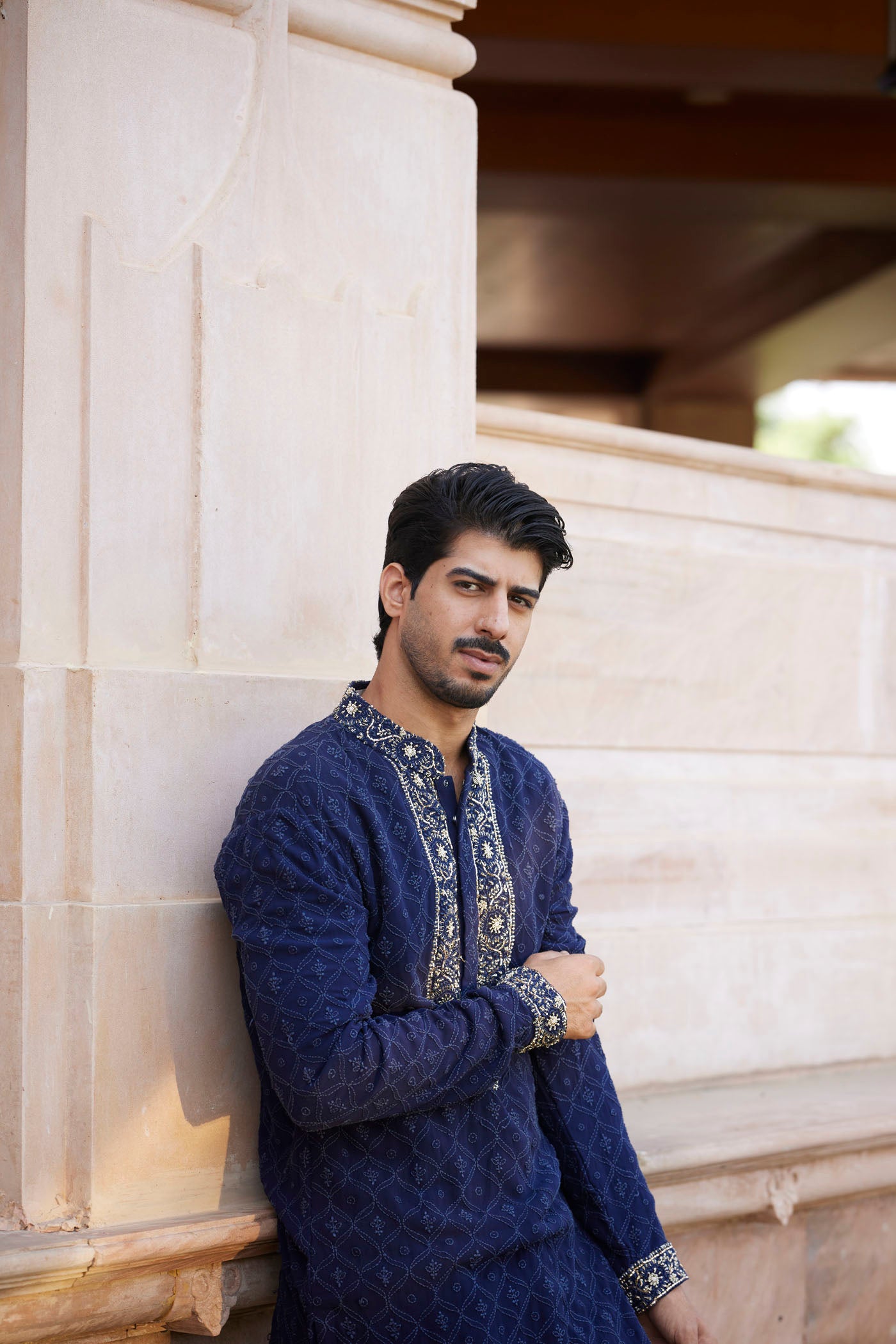 Navy Blue Chikankari Kurta Set