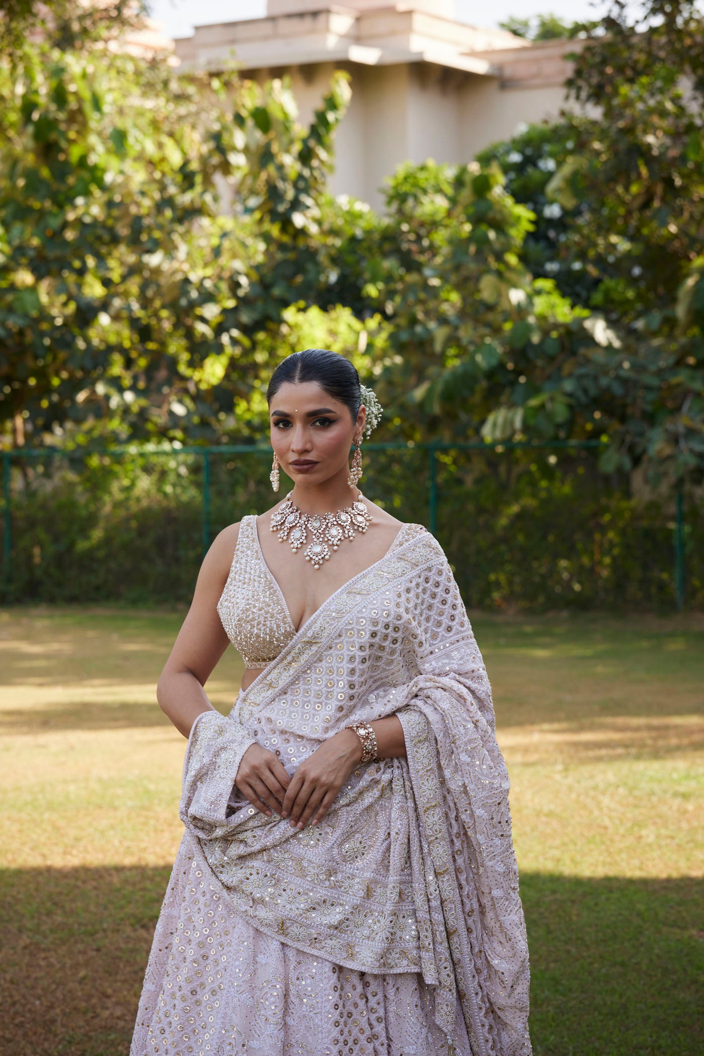 Ivory Chikankari Lehenga Set
