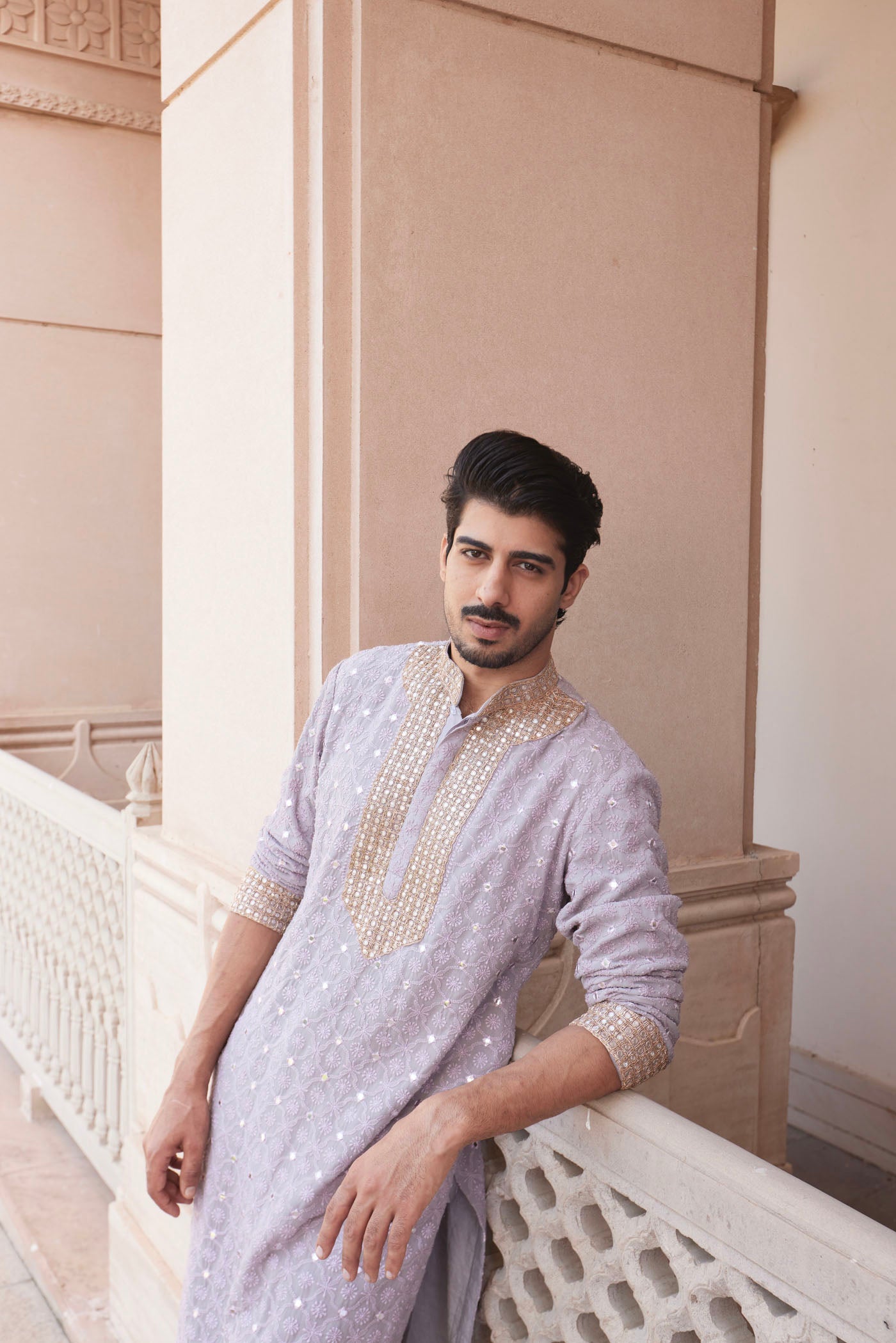 Lilac Embroidered chikankari Kurta Set