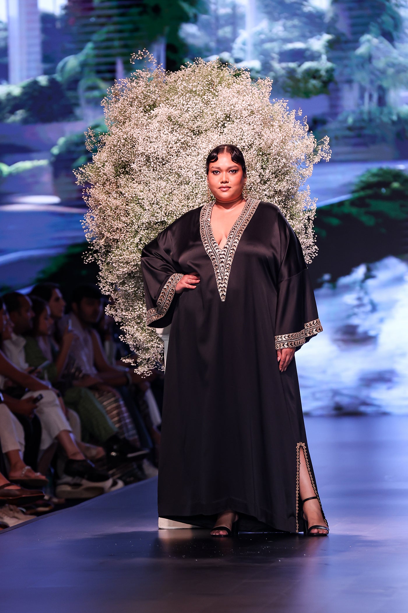 Midnight Black Embellished Kaftan Dress