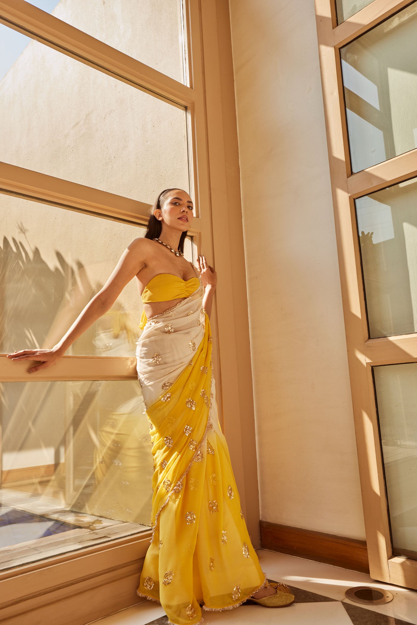 Yellow & Ivory Saree