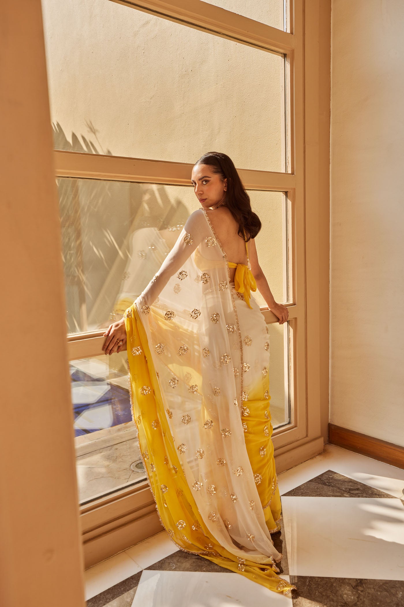 Yellow & Ivory Saree