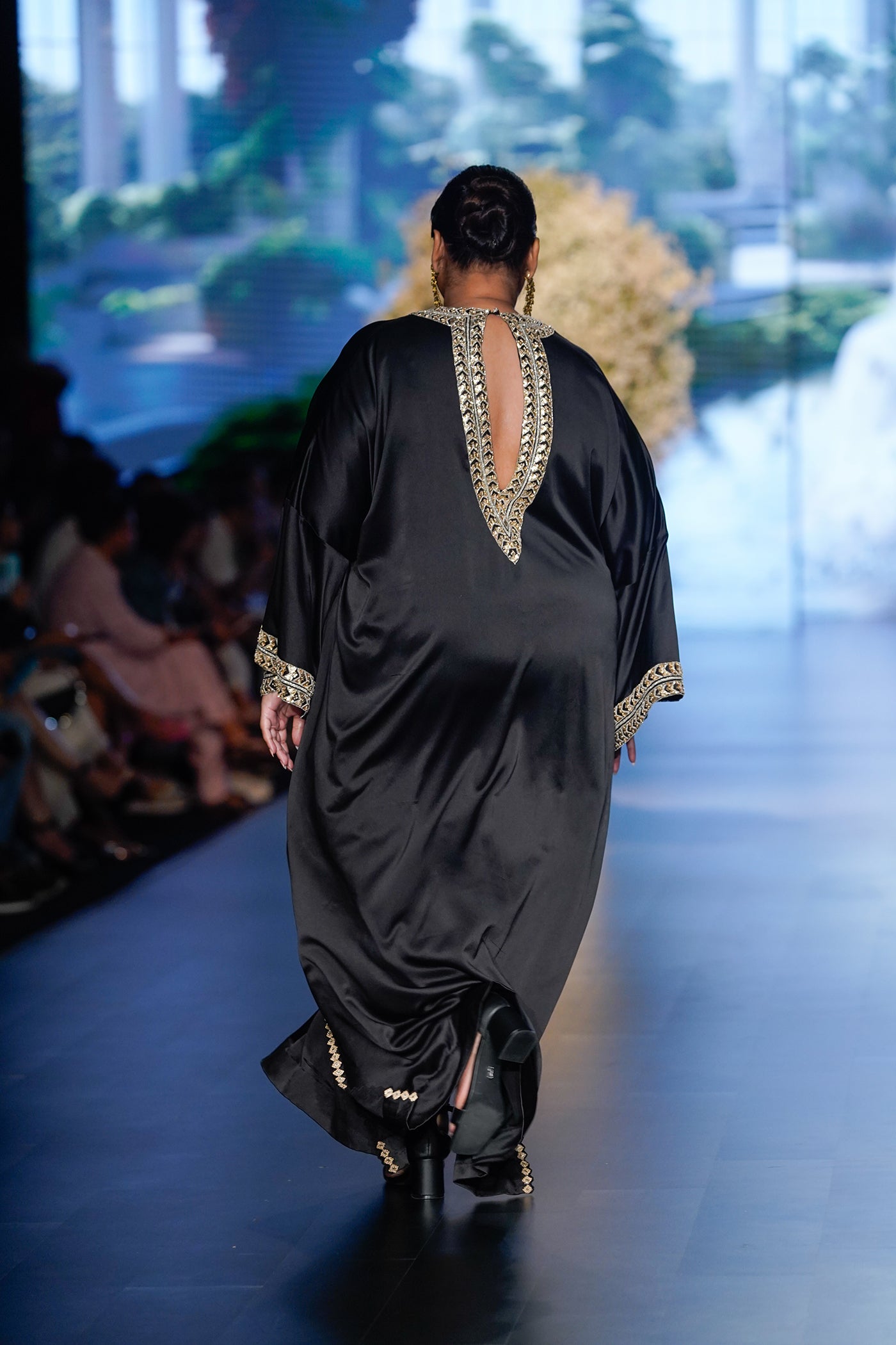 Midnight Black Embellished Kaftan Dress