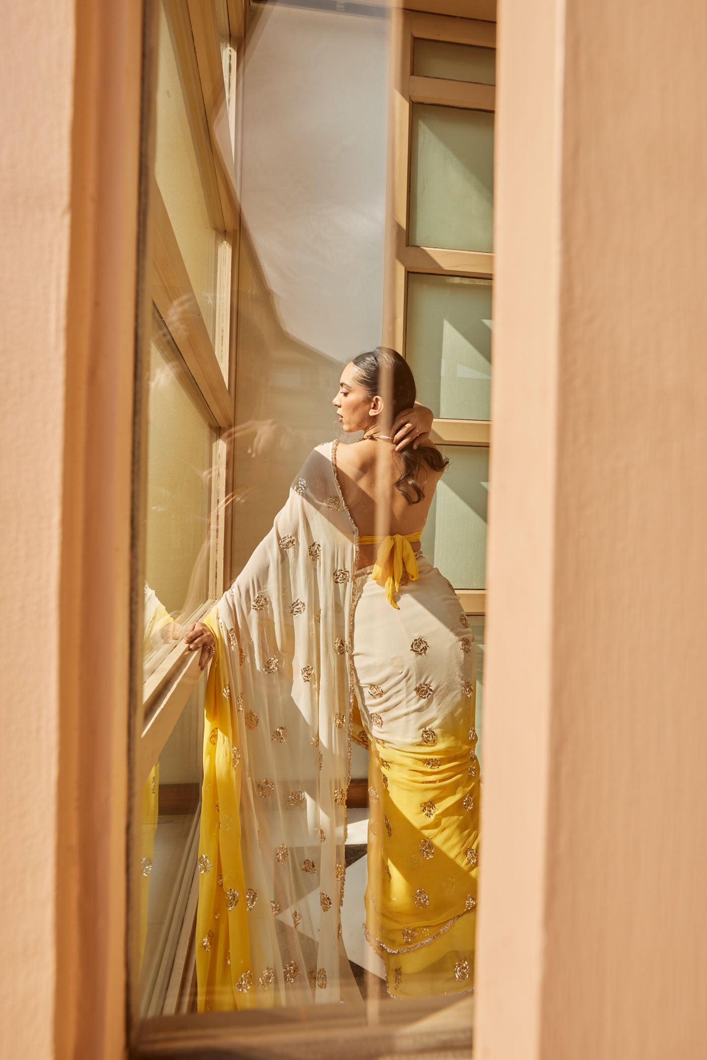 Yellow & Ivory Saree