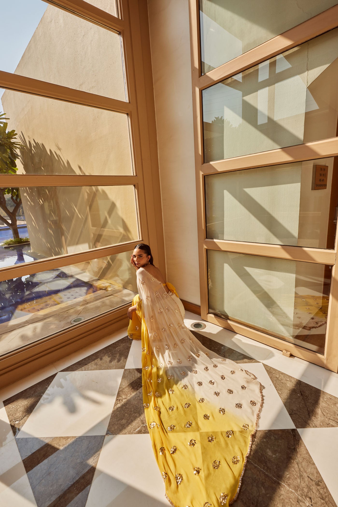 Yellow & Ivory Saree