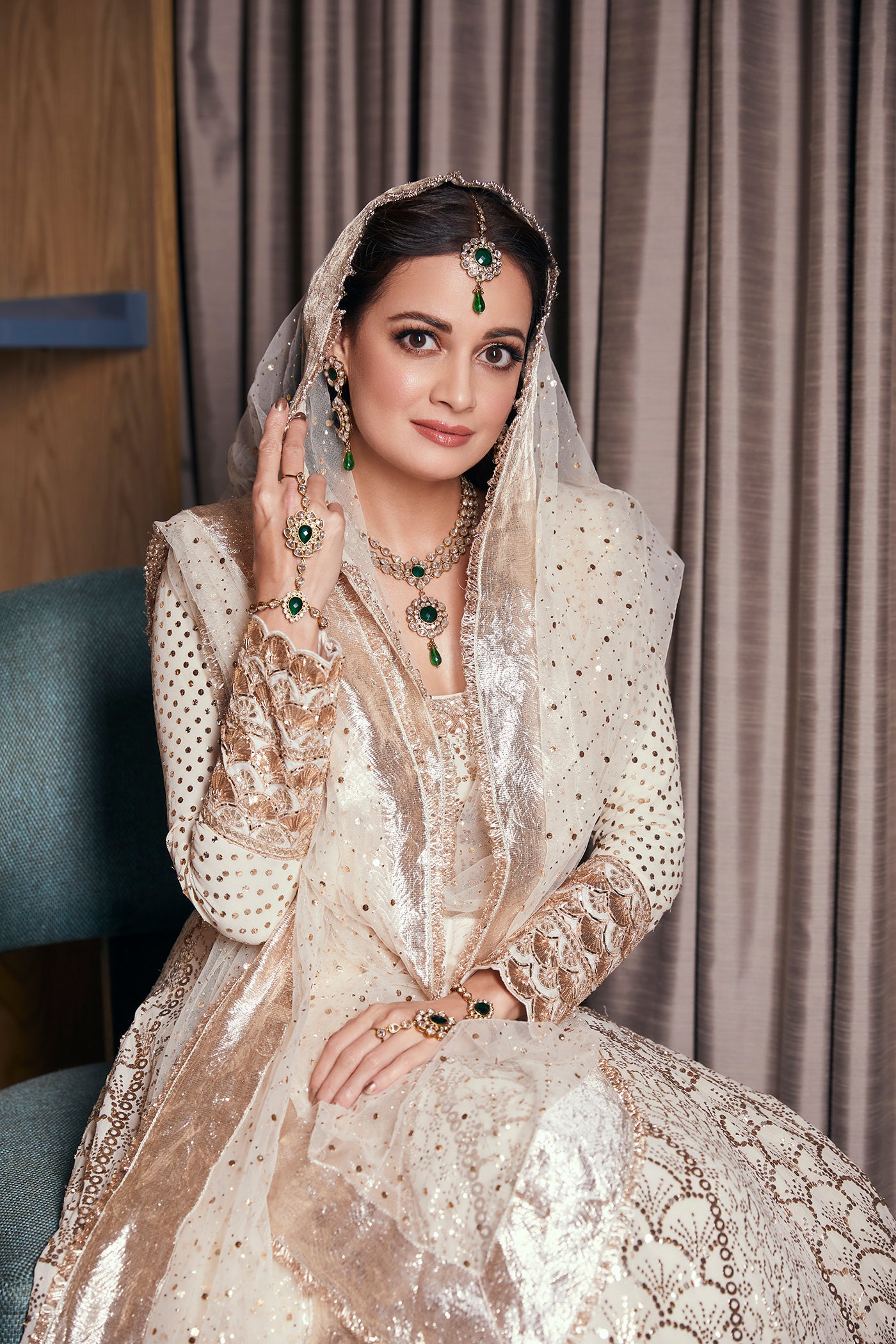 Ivory Georgette mukaish anarkali