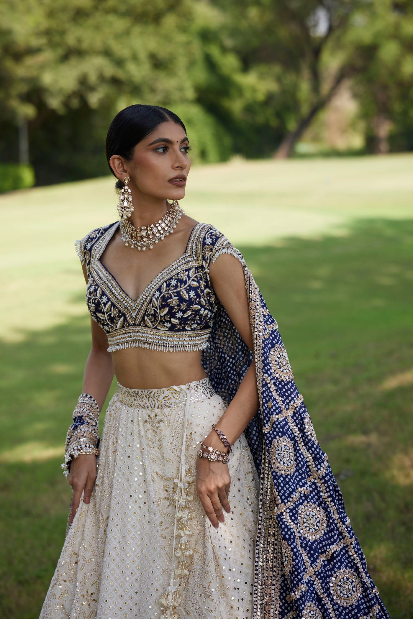 Ivory Embroidered Lehenga set