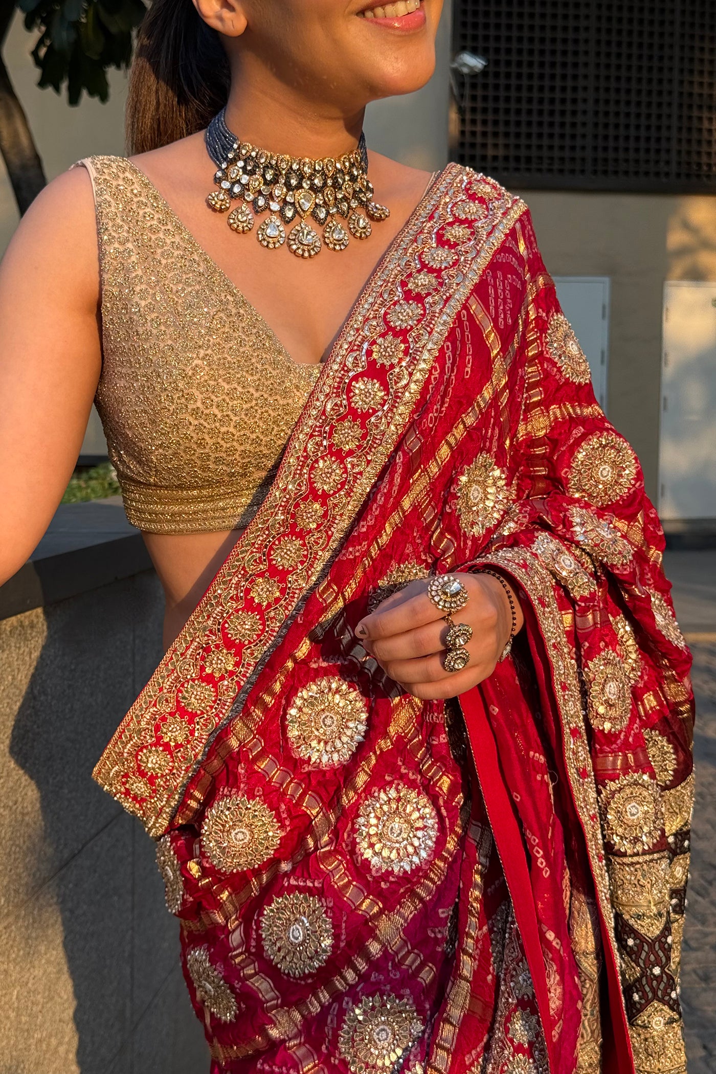 Red Gajji Silk Gharchola Saree