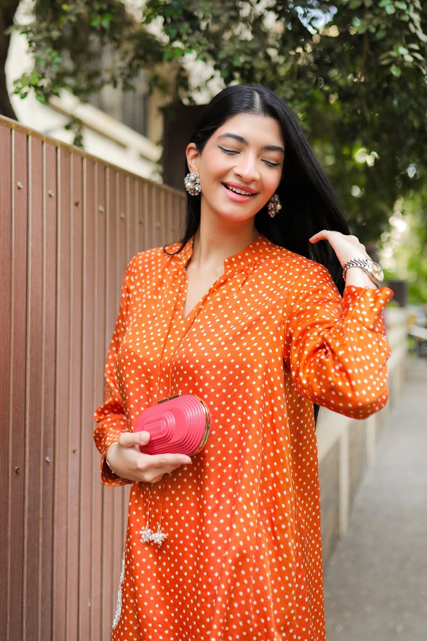 Orange Gajji Silk Bandhani Co-Ord Set