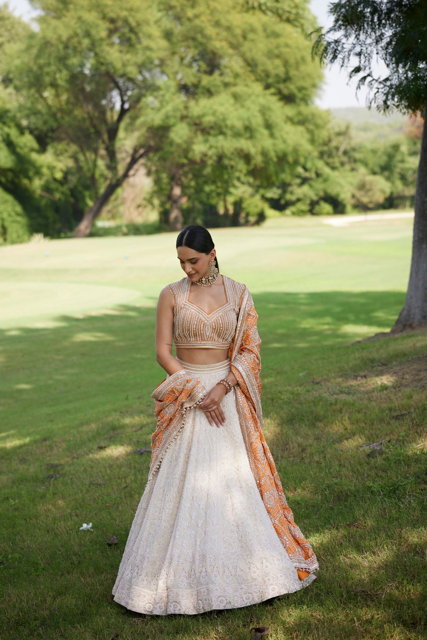 Ivory Embroidered Lehenga set