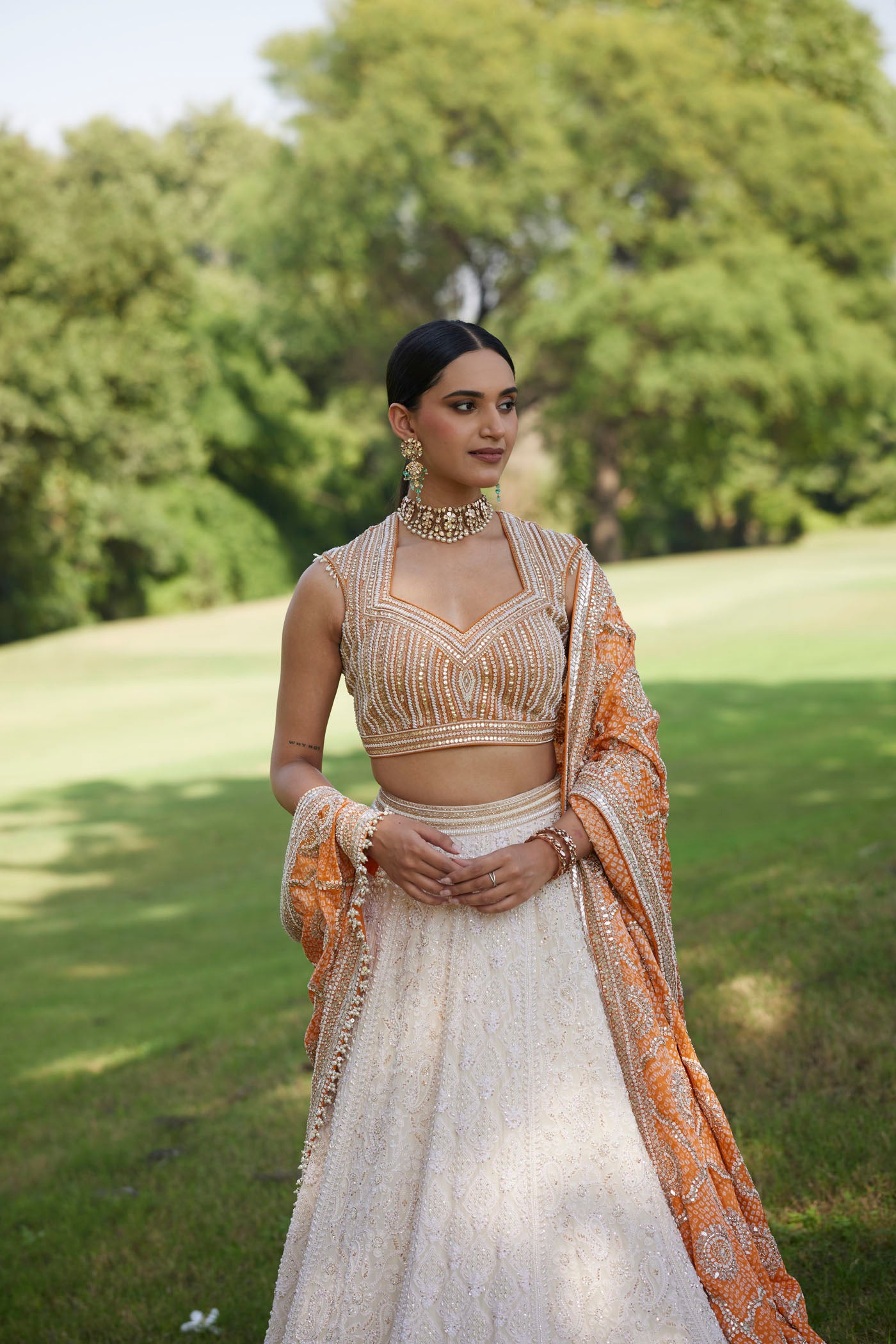 Ivory Embroidered Lehenga set