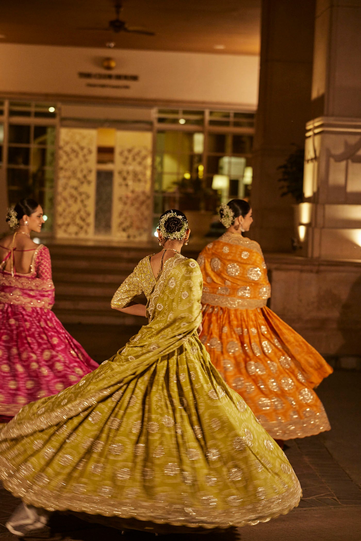 Orange Silk Bandhani Lehenga Set