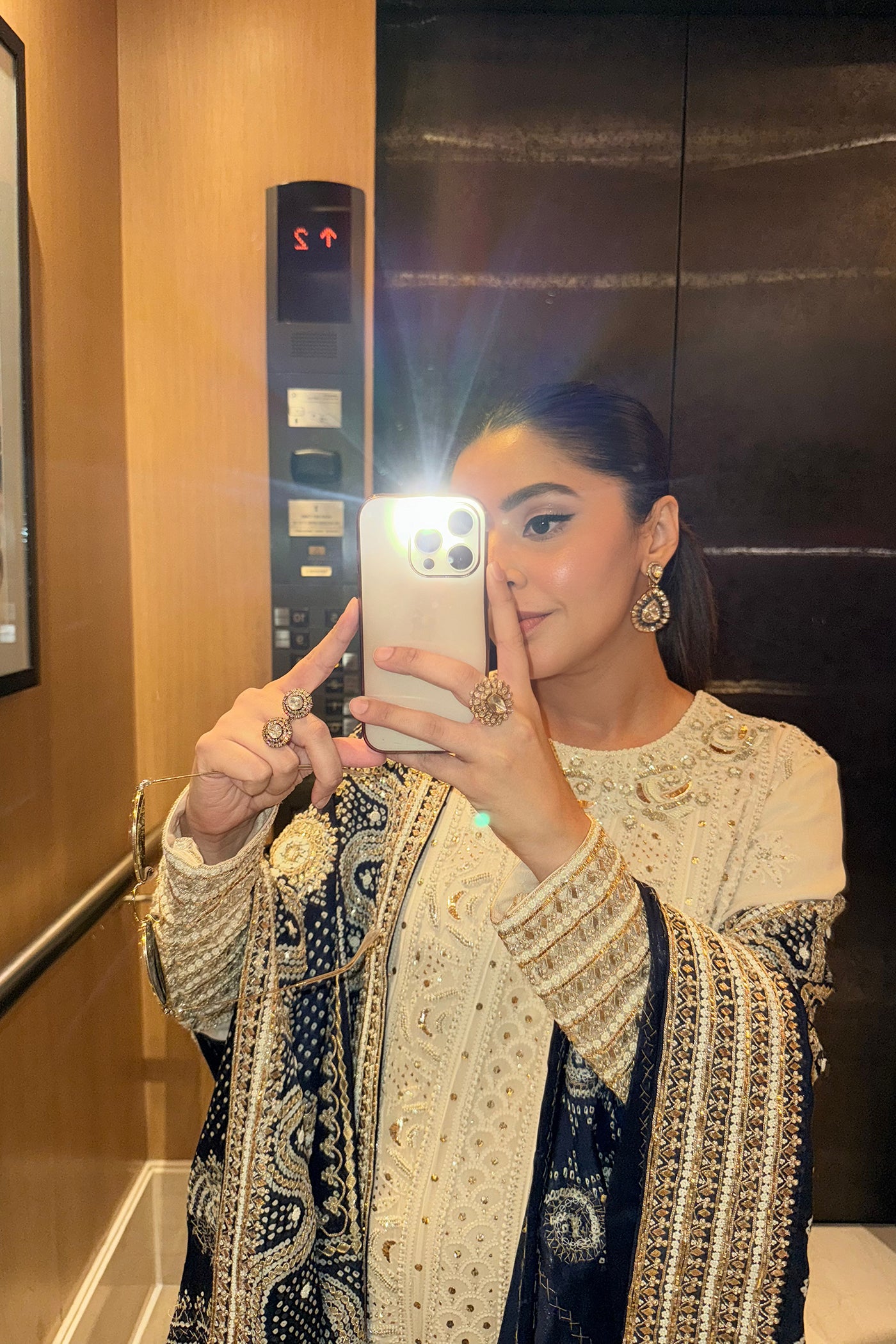 Ivory Georgette Chikankari Anarkali Set