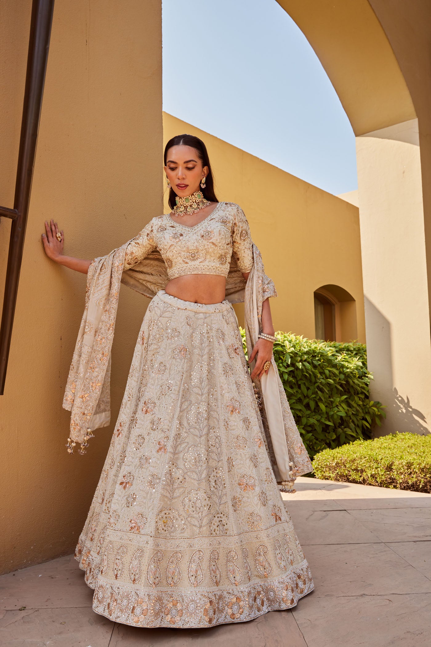 Ivory Chikankari Lehenga Set