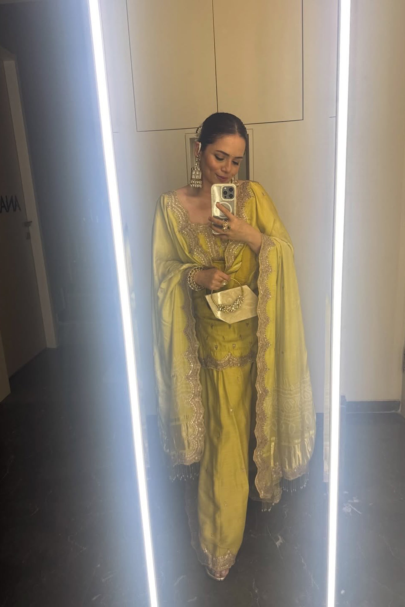 HEENA SOMANI In mehendi green silk sharara set with bandhani dupatta